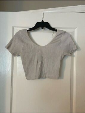 Papaya Ribbed Scoop Crop Top - Light Taupe